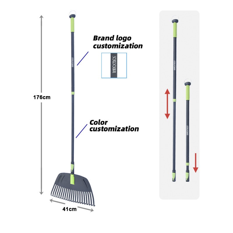 lawn rake with extra long telescopic handle