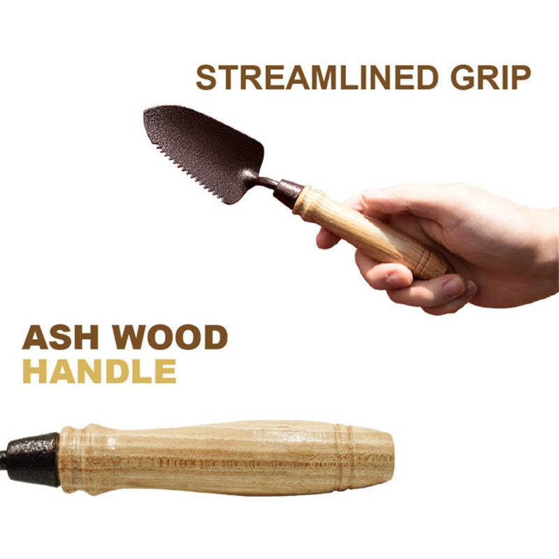 Wood handle Garden transplanter trowel